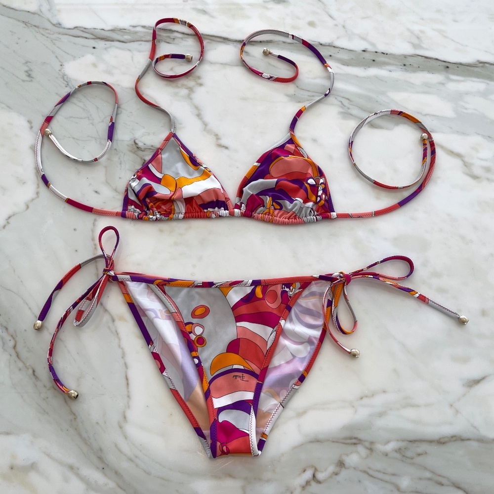 EMILIO PUCCI PINK MULTI BIKINI SIZE IT 42 / US 8